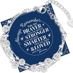 925 Sterling Silver Charm Bracelet Dainty Adjustable Beaded Jewelry Gifts